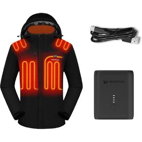 Venustas Men's Heated Jacket with 7.4V Battery Pack Included (Size Medium) and an Extra 7.4V Ultra-Compact Battery