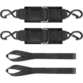 Boat Straps for Trailer, 2 Pack Adjustable Heavy Duty Boat Tie Down Straps to Trailer Retractable with Soft Loops & Safety Buckle Hook, Tow Boat Transom Tie Down Straps for Boating, Marine, Jet Ski