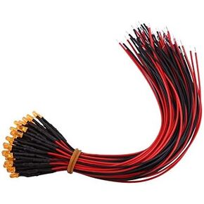 50Pcs 3/5/10mm Prewired Diffused LED Diodes Multi Colors Light Emitting Diodes Assorted for Hobby Lighting/Car/Boat/Industrial/Camera DC 9-12V(Orange Light-3mm)