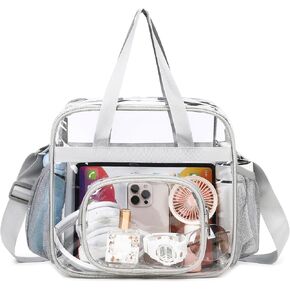 Clear Bags Stadium Approved,See Through Tote Bag+Shoulder Strap Large Transparent Bag
