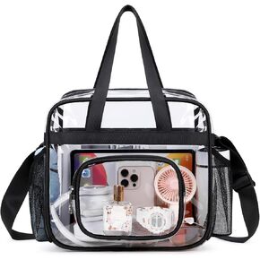 Clear Bags Stadium Approved,See Through Tote Bag+Shoulder Strap Large Transparent Bag in Kuwait