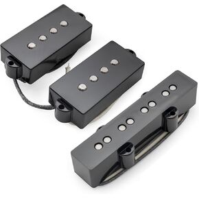 Musiclily Pro PJB-6070S Alnico 5 Single Coil Neck Bridge Pickups Set 10.5K/7.9K for PJ Bass, Black