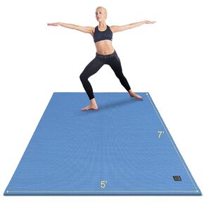 GXMMAT Large Yoga Mat 6'x4'/6'x6'/7'x5'(7mm/9mm), Extra Thick Workout Mats for Home Gym Flooring,Ultra Comfortable Non-Slip Quick Resilient Barefoot Wide Exercise Mat for Pilates,Stretching,Meditation