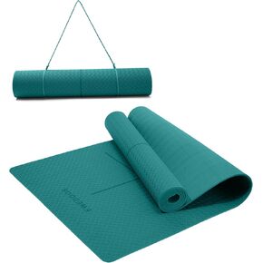 Ewedoos Eco Friendly Yoga Mat with Alignment Marks TPE Yoga Mat Non Slip Hot Yoga Mat Thick 1/4'' Anti-Tear Surfaces Exercise Mats for Home Workout Fitness Pilates