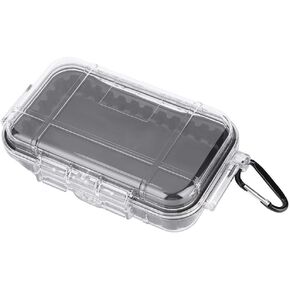 Plastic Waterproof Shockproof Box, Outdoor Waterproof Airtight Survival Case Storage Case Floating Hard Shell Wet Dry Box Carry Box Container Marine Fishfinder Case 4 Colors (Transparent)