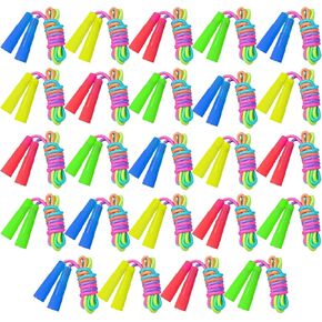 Elcoho 24 Packs Rainbow Jump Rope Set 7.2 Feet Adjustable Nylon Skipping Ropes Jumping Ropes for Outdoor Activity Party Favors School Games