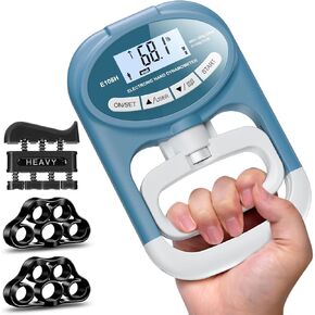 Grip Strength Tester Hand Dynamometer - Hand Gripper Strengthener Electronic Meter Digital Agarre Trainer 265 Lbs / 120 Kgs with Grip Strength Trainer Accessory for Sports Home School Gym Use
