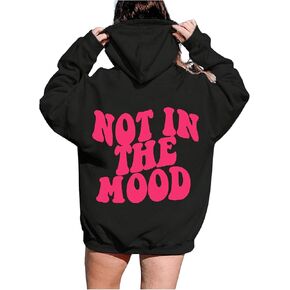 Floerns Girl's Slogan Graphic Long Sleeve Hooded Sweatshirt Drop Shoulder Hoodie Tops