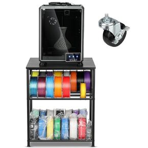 3D Printer Stand with Filaments Storage - 3D Printer Table Filament Storage Rack Heavy Duty 3D Printer Cart Desk with Wheels for Workshop Studio Office (Black)
