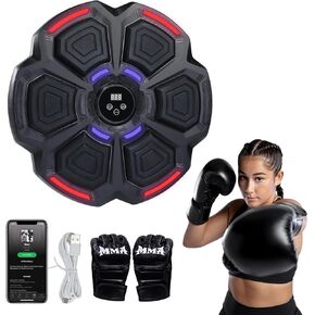 Music Boxing Machine,New Smart Bluetooth Boxing Machine Wall Mounted Music with Boxing Gloves, Home Indoor Music Punching Machine for Adults and Kids