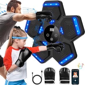Premium Music Boxing Machine with Boxing Gloves, Smart Bluetooth Boxing Machine with LED Electronic Wall Mounted, Music Boxing Target Workout Punching Equipment for Home