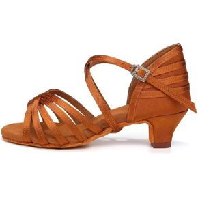 AOQUNFS Girls Latin Dance Shoes Low Heels Tango Salsa Ballroom Practice Performance Dancing Shoes,EM-234