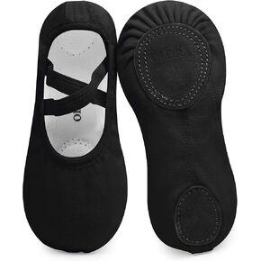 Girl's Ballet Shoes Toddler Slip-on Leather Sole Canvas Dance Slippers Breathable Yoga Training Shoes Gym Shoes