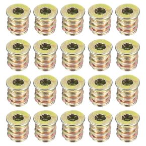 uxcell 60Pcs Threaded Inserts, M4-0.7x10 Zinc Plated Carbon Steel Hex Socket Drive Screw-in Nut Threaded Inserts for Wood Working Tools and Accessories