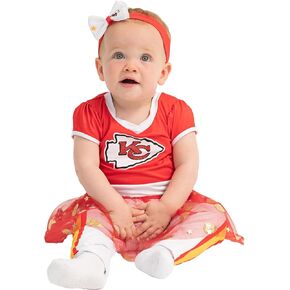 MODERN HERO NFL KANSAS CITY CHIEFS Officially Licensed Infant One-piece Bodysuit and Leggings Costume includes One-piece Bodysuit with Mesh Skirt, Leggings and Matching Headband, Size 12 Months