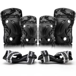 Knee Pads for Kids Wrist Guards Knee and Elbow Pads with Gift Box for Girls Boys, 7 in 1 Protective Gear Set in Skateboarding Biking Roller Skating Cycling