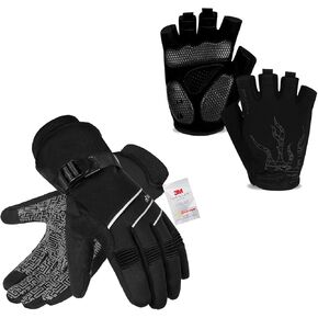 قفازات الشتاء MOREOK 3M Thinsulate MK020F زوج واحد (أسود-XX-Large قفازات ركوب الدراجات قفازات التمرين AK050 زوج واحد (أسود-XX-Large)