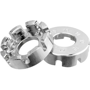 2Pcs Bike Spoke Wrench Tool, 8-Slot Spoke Rim Adjustment Wrench, 6 in 1 Bike Spoke Tension Meter for Mountain and Road Bicycles, Silver
