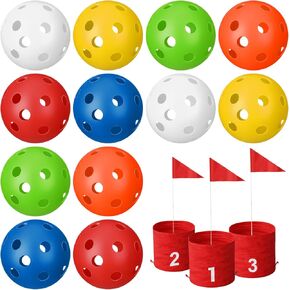 12 Pcs 90mm Game Extra Balls with Mesh Bag Bucket Replacement Balls Golf Game Balls Baseball Training Ball Golf Game Toy Golf Practice Game Balls for All Game Sets Backyard Lawn Indoor Outdoor
