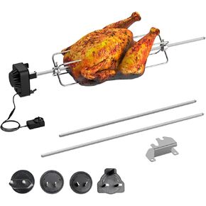 SafBbcue BBQ Rotisserie Grill Kit for Masterbuilt Gravity Series 1050/800/560 Replacement Parts MB20091220, Electric Rotisserie Accessory Attachment with Motor, Stainless Steel Spit Rods & Meat Forks
