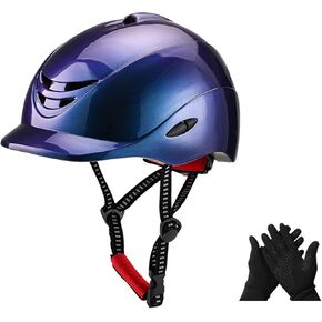 Equestrian Helmets Set, Helmet and Winter Gloves for Horseback Riding, Training Safety Gear, Suit for Youth, Women, Adult