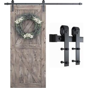 SMARTSTANDARD 6.8FT Barn Door Hardware Kit, Sliding Barn Door Track -Smoothly and Quietly -Easy to Install -Includes Step-by-Step Installation Instruction Fit 40" Wide Door Panel (J Shape Hanger)