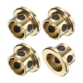 uxcell 4pcs Flange Sleeve Bearings 12mm Bore x 15mm OD x 12mm Height, Wrapped Oilless Flange Bushings Brass Graphite, Oilless Lubricating Cast Brass Bushing