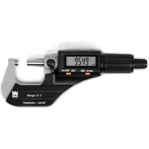 WEN 10725 Standard and Metric Digital Micrometer with 0 to 1-Inch Range, .00005-Inch Accuracy, LCD Readout and Storage Case