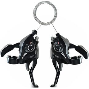 Bicycle Brake Levers Shifter, 3x8 24 Speed Mountain Bike shifters Set with Gear Indicator, Cable Thumb Derailleur Lever Transmission for Moutain Bike, Road Bike, MTB