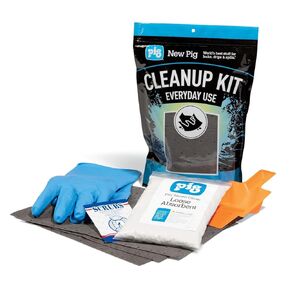 PIG Everyday Use Spill Cleanup Kit | Absorbs Oils; Coolants; Solvents; Water | Absorbs Up to 18.5 oz | 1 Single Use Kit | PMB30615