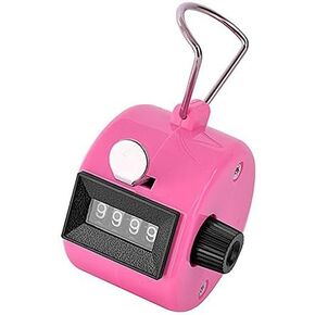 4-Digit Handheld Tally Counter Manual Mechanical Palm Clicker Counter Tracker (Pink)
