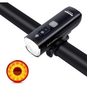 RAVEMEN Bike Lights for Night Riding, 5+6 Modes Rechargeable Bicycle Light, IPX7 Waterproof Bright Bike Headlight and Tail Light Set for Mountain Road Cycling Safety