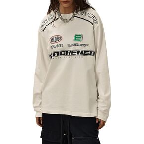 Oversized Graphic Long Sleeve Sweatshirt Streetwear Crewneck Pullover Racing Autumn Tops