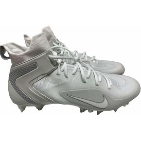 Nike Men's Alpha Huarache8 Elite Lax Lacrosse Cleats Shoes White/Pure Platinum #CW4440-110 - Size Men's 16