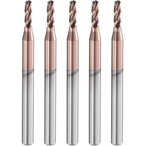 HARFINGTON 5 قطع مطحنة نهاية كروية 4 مزمار 5/64 بوصة قطر 1/8 بوصة عرقوب كربيد التنجستن TiAlN مطلي حلزوني CNC راوتر بت 1/4 بوصة طول القطع كرة نهاية واحدة لنحت النقش والطحن in Kuwait