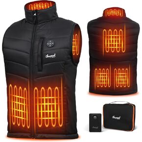 Men's Heated Vest with Battery Pack Included, Rechargeable Lightweight Heated Vest for Men with 14400mAh 7.4V Power Bank, Washable Heated Vest for Hiking/Skiing/Golfing/Winter Outting (L)