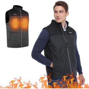 Heated Vest for Men with Battery Pack Included 7.4V, Washable Winter Heated Clothing, Waterproof Warming Vest, Black