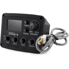 4 Band EQ Pre-Amp Equalizer Pickup,Guitar EQ Equalizer Piezo Pickup System with LCD Screen Display for Guitar Accessory