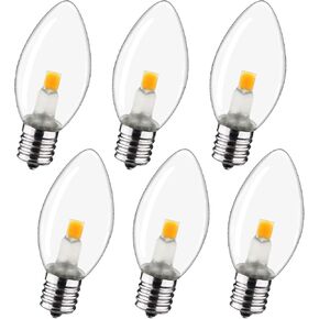 Night Light Bulb – C7 E12 LED Bulbs – Candelabra, 0.6 Watt Equivalent 7W Incandescent Bulb, Warm White 2700K, Window Candles & Chandeliers Replacement Bulb, 6 Pack