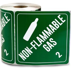 ملصقات لافتات الغاز غير القابلة للاشتعال من الفئة 2 (4 × 4 بوصة، أخضر - 600 ملصق) تنبيه بعلامة غاز غير قابلة للاشتعال باللون الأخضر للشحن والنقل أو المواد الخطرة من الفئة 2 in Kuwait