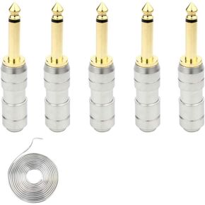 1/4" Audio Plugs 6.35 mm Plug TS Male 1/4 inch Heavy Duty Solder Type Mono Straight Connector for DJ Mixer, Speaker Guitar Cables, Patch Cable, Microphone Cables GiantBee (5 Pack)