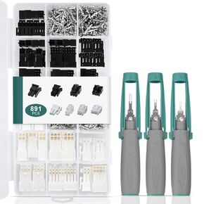 JRready ST6491 3.0/4.2mm Pitch Dual Row 2 4 6 8 Circuits Connector kit,Compatible with Molex Micro-Fit 3.0, Molex Mini-Fit Jr. Connector,w/Terminal Pin 18-24 AWG,Molex Extraction Tool,Free Hanging
