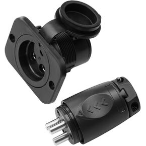 12VCPS3 70A Trolling Motor Plug & Receptacle for 2 or 3-Wire Configuration 12V, 24V, 12/24V, 24/36V, 36V or 48V Systems for Minn Kota Marine Boat Watertight Heavy Duty Electrical Power Connector Black