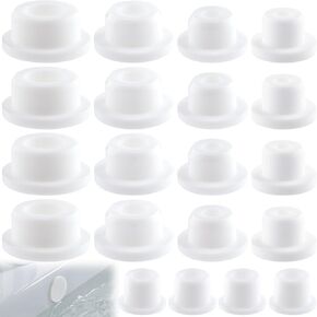 20 Pcs White Bathtub Jet Covers, Silicone Tube and Hole Plug, Waterproof Cover Hole Plugs, Pipe Tube Inserts for Bathtub Hole (5 Sizes)
