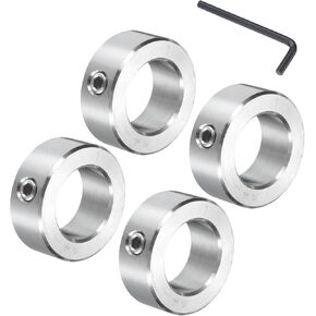 uxcell 4 Pcs Set Screw Shaft Collar 1"Bore, 304 Stainless Steel Shaft Collars, 1-5/8"OD, 5/8"Thickness, Axle Collar Clamp with a Hex Wrench