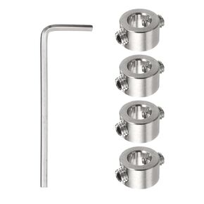 HARFINGTON 4pcs 8mm Drill Stop Collar Set Depth Stop, Adjustable Stainless Steel Drilling Limit Ring, Anodizing Surface Dowel Shaft Chuck Positioner with Hex Wrench, Silver