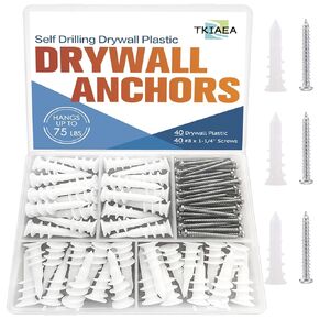 360 Pcs Self-Drilling Drywall Anchors - Nylon Plastic Dry Wall Anchors and Screws Kit - 10x33mm,15x33mm,13x42mm