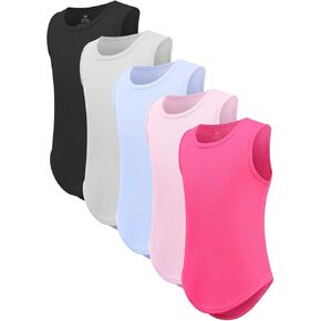 5 Packs Girls Athletic Tank Tops Active Dry Fit Tank Top for Girls Dance Yoga Workout Tops for Exercise