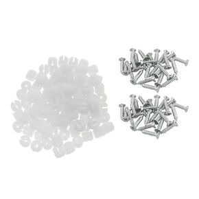 ZYAMY 100PCS Plastic Hinge Pin Inserts with Screws M4x10 Pin Door Hinges for Bathroom Kitchen Cabinet Doors Drawers Nightstands Repair Installation Replacement White