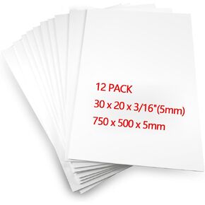 Foam Board 20" x 30" x 3/16" (5mm) - 12 Pack, White Poster Board, Double-Sided, Acid-Free Foam Core Board for Signs, Presentations, Schools, Offices, and Art Projects